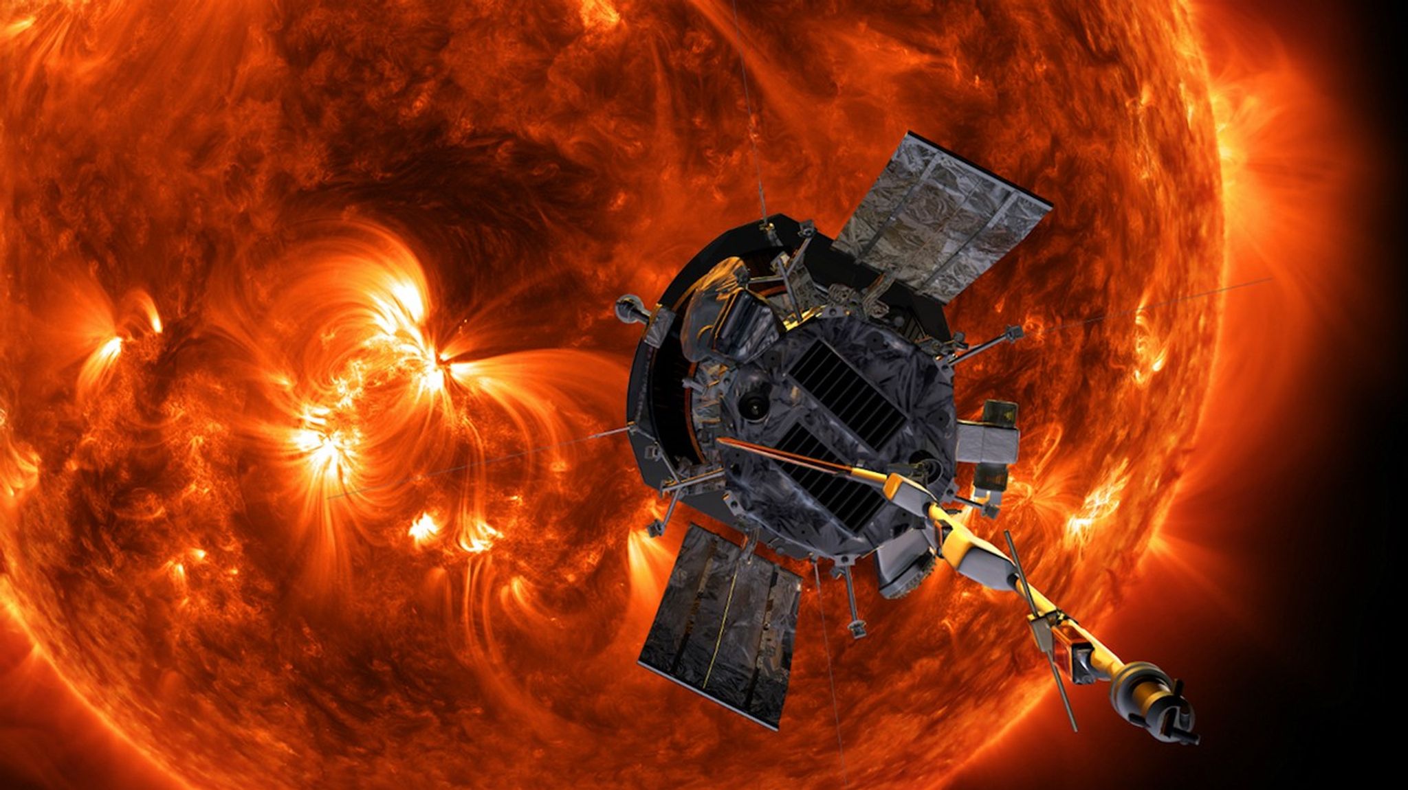 An artist’s illustration of Parker Solar Probe approaching the Sun.
NASA/Johns Hopkins APL/Steve Gribben