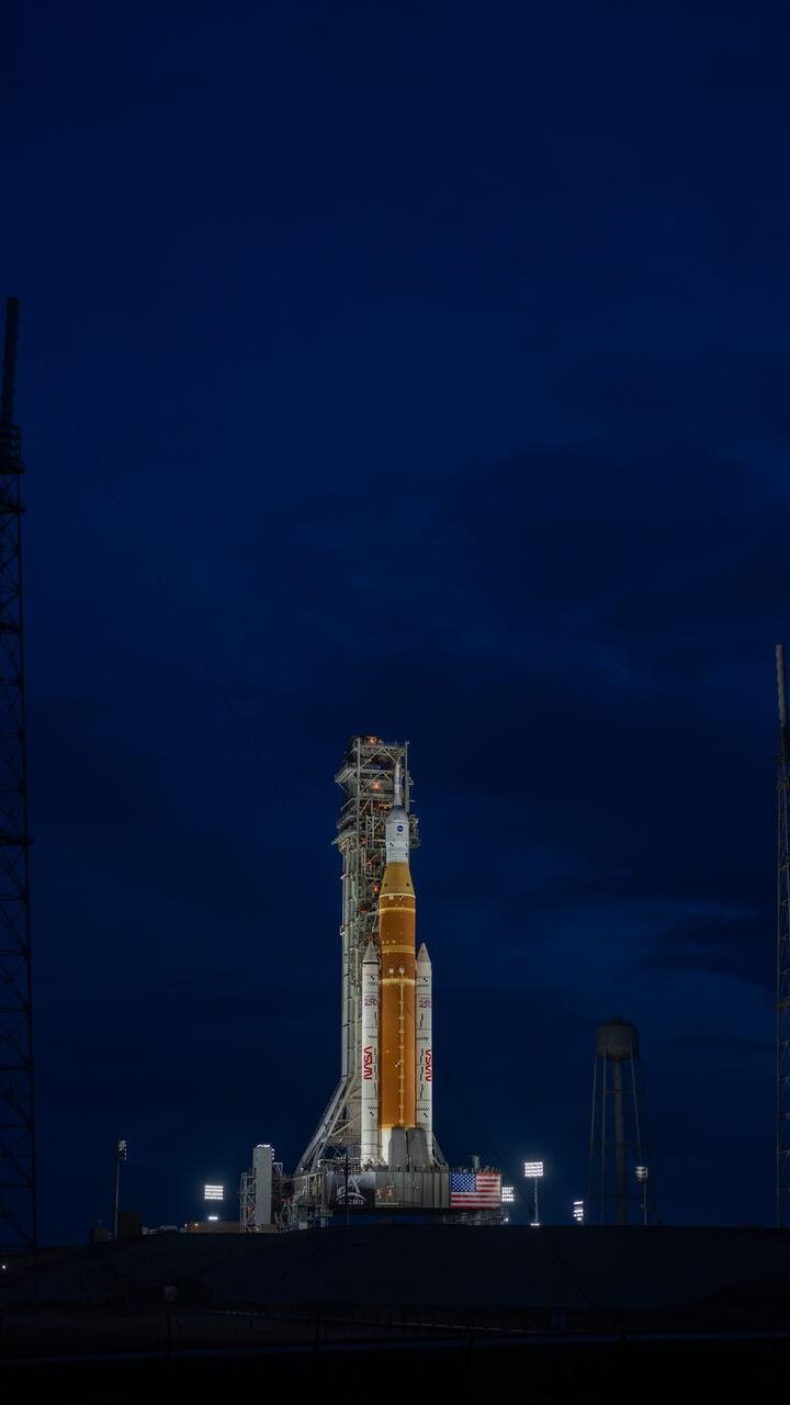 Lights illuminate NASA’s Artemis II SLS (Space Launch System) rocket and Orion spacecraft at Launch Complex 39B at NASA’s Kennedy Space Center in Florida on 01/18/2026. In the coming days, engineers will prepare for the wet dress rehearsal, a two-day test that simulates launch day. The Artemis II test flight will take Commander Reid Wiseman, Pilot Victor Glover, and Mission Specialist Christina Koch from NASA, and Mission Specialist Jeremy Hansen from the CSA (Canadian Space Agency), around the Moon and back to Earth no later than April 2026.
Date Created:2026-01-18
Center:MSFC
Keywords: NASA , KSC , Kennedy Space Center , Rollout , SLS , Artemis II , NASA Artemis , moon , rocket
Albums: Artemis_II_Rollout, Artemis_II
Location:NASA's Kennedy Space Center
Photographer:NASA/Brandon Hancock
Visit MSFC Website